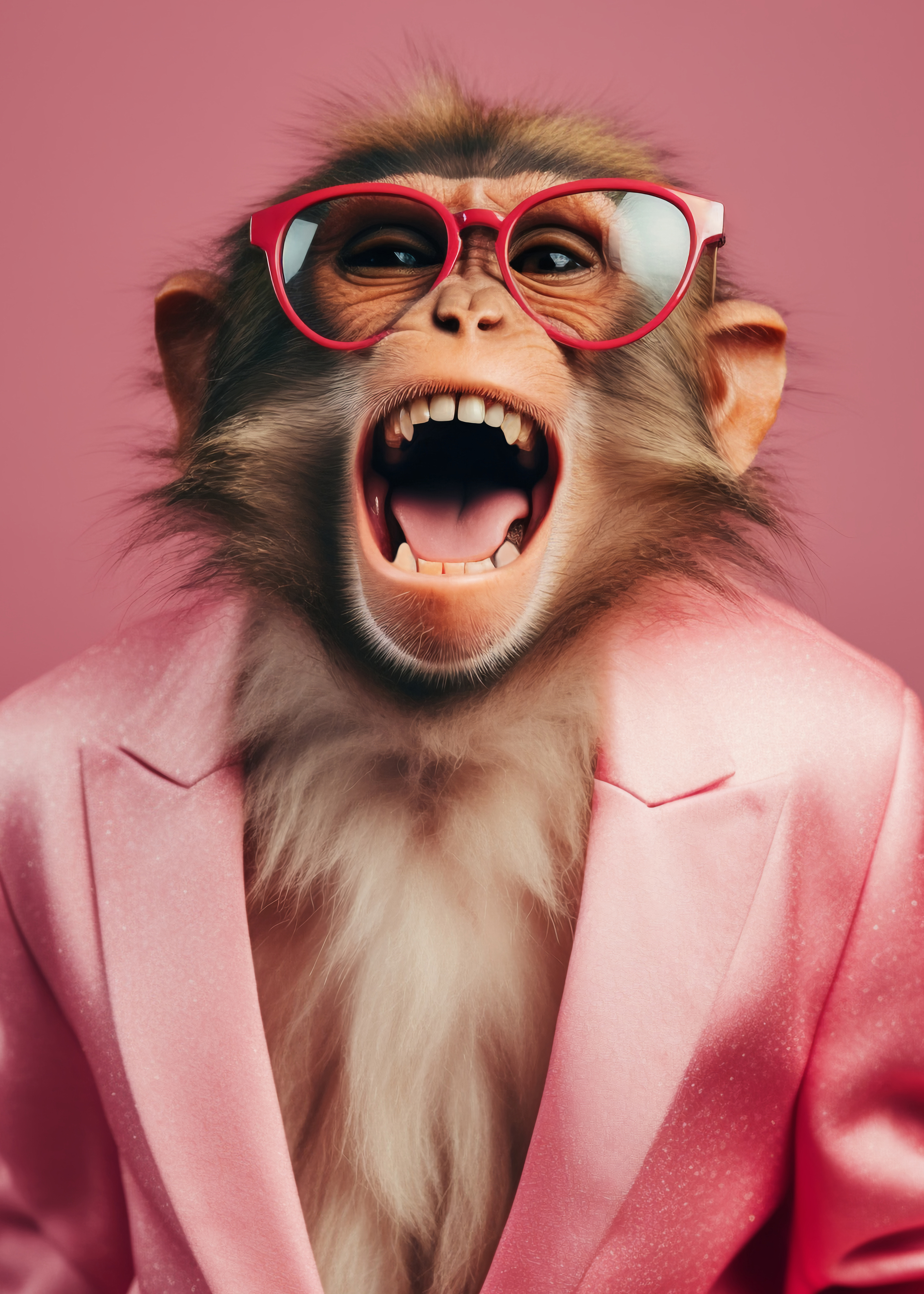Monkey in pink suit